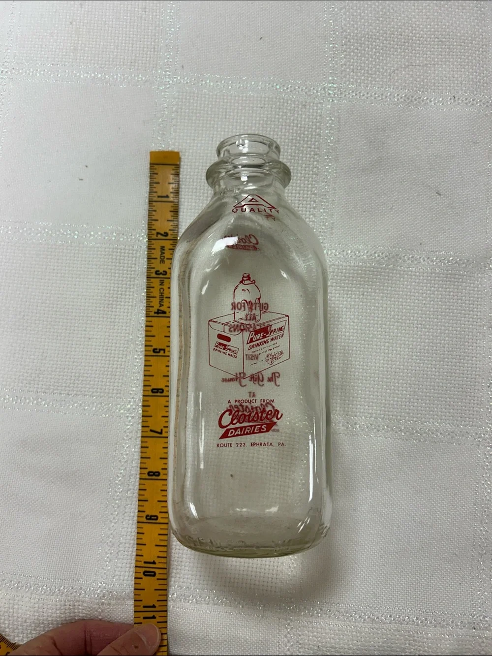 Clear Glass Milk Bottle with Red Logo